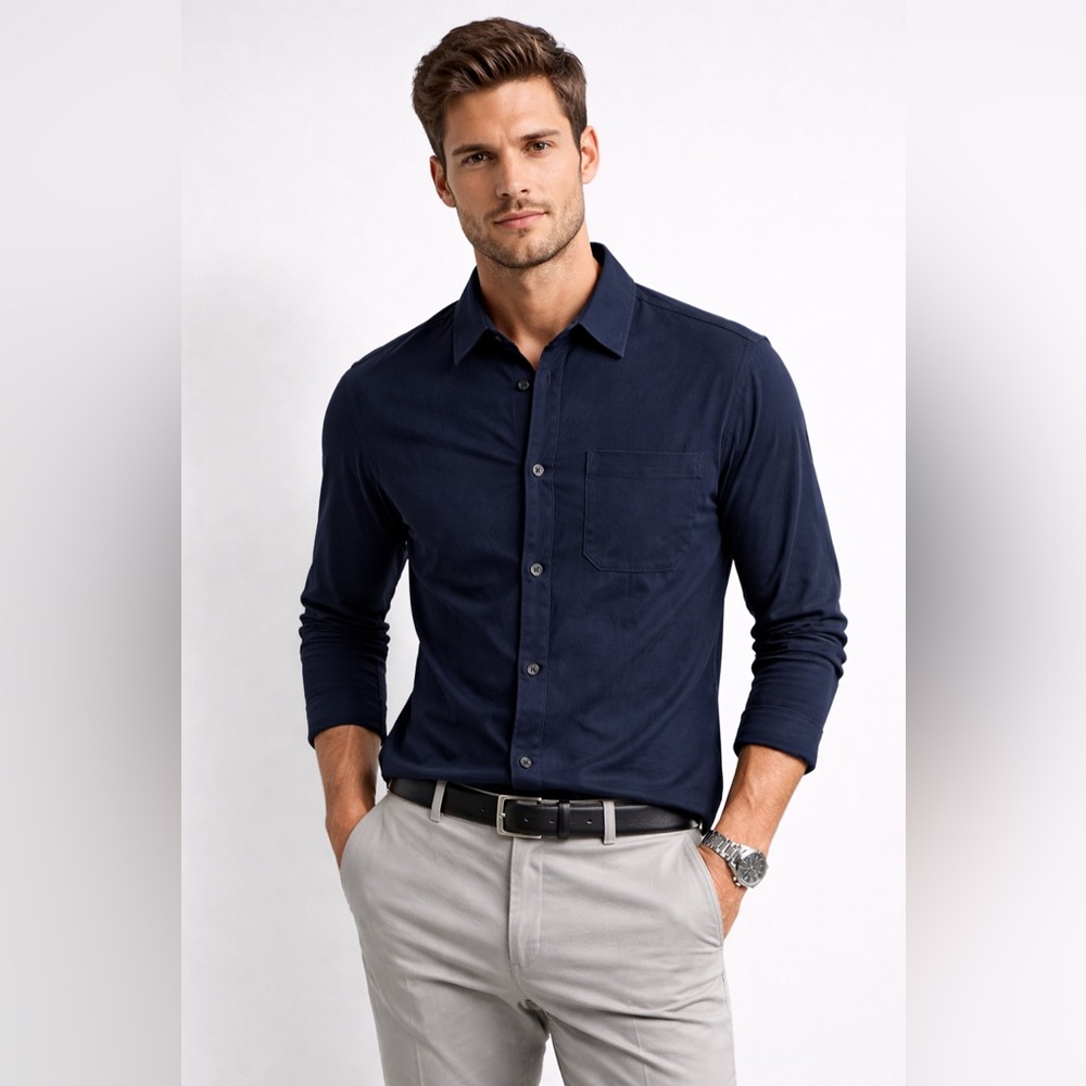Tahari Men’s Navy Button Down Shirt NWT Modern Tailored Fit S